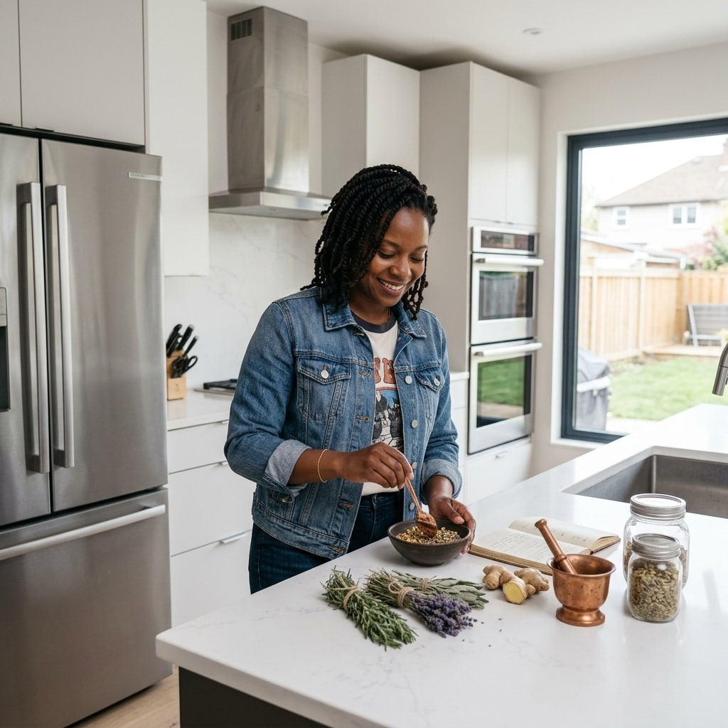 Black Woman carefully choosing herbal supplements with real research behind them