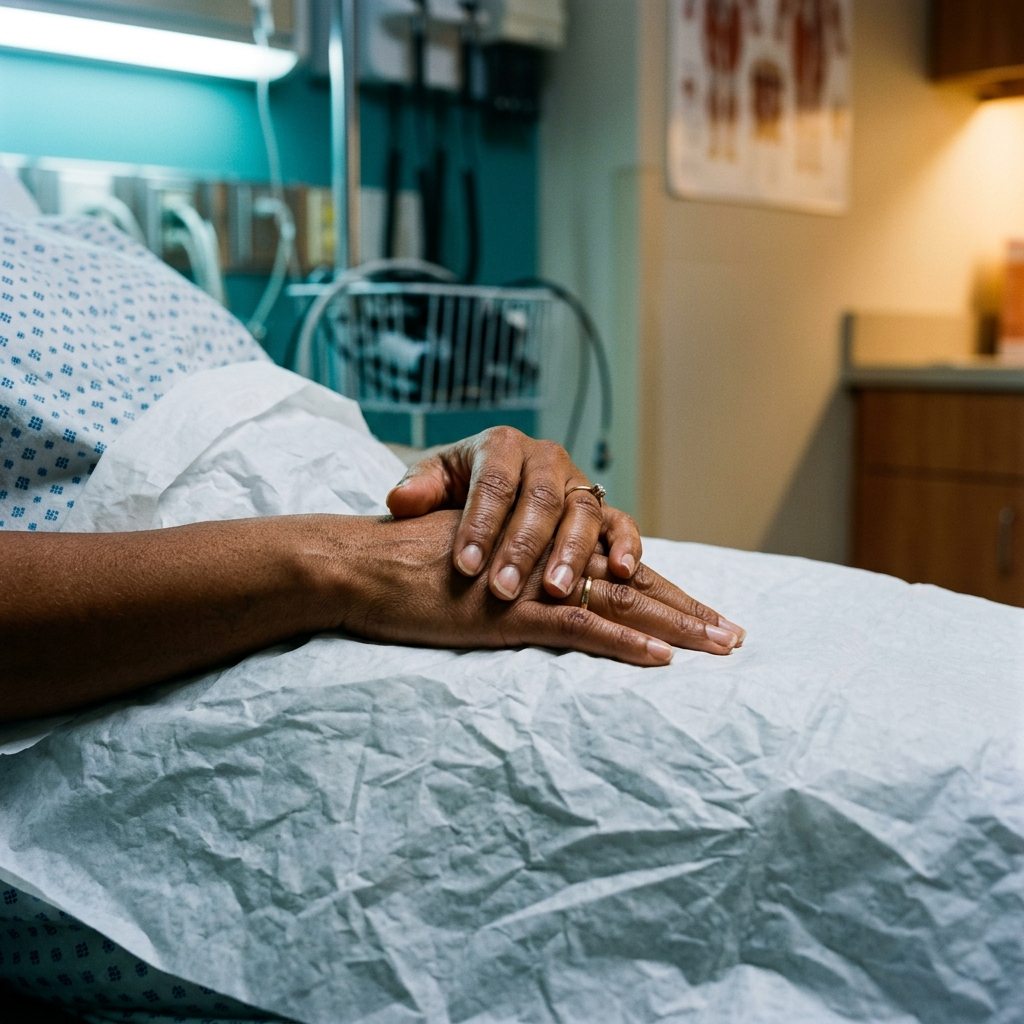 woman of color laying in a hospital gown