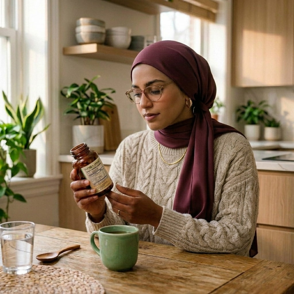 South Asian woman at cafe, mindful eating, blood sugar and insulin resistance support