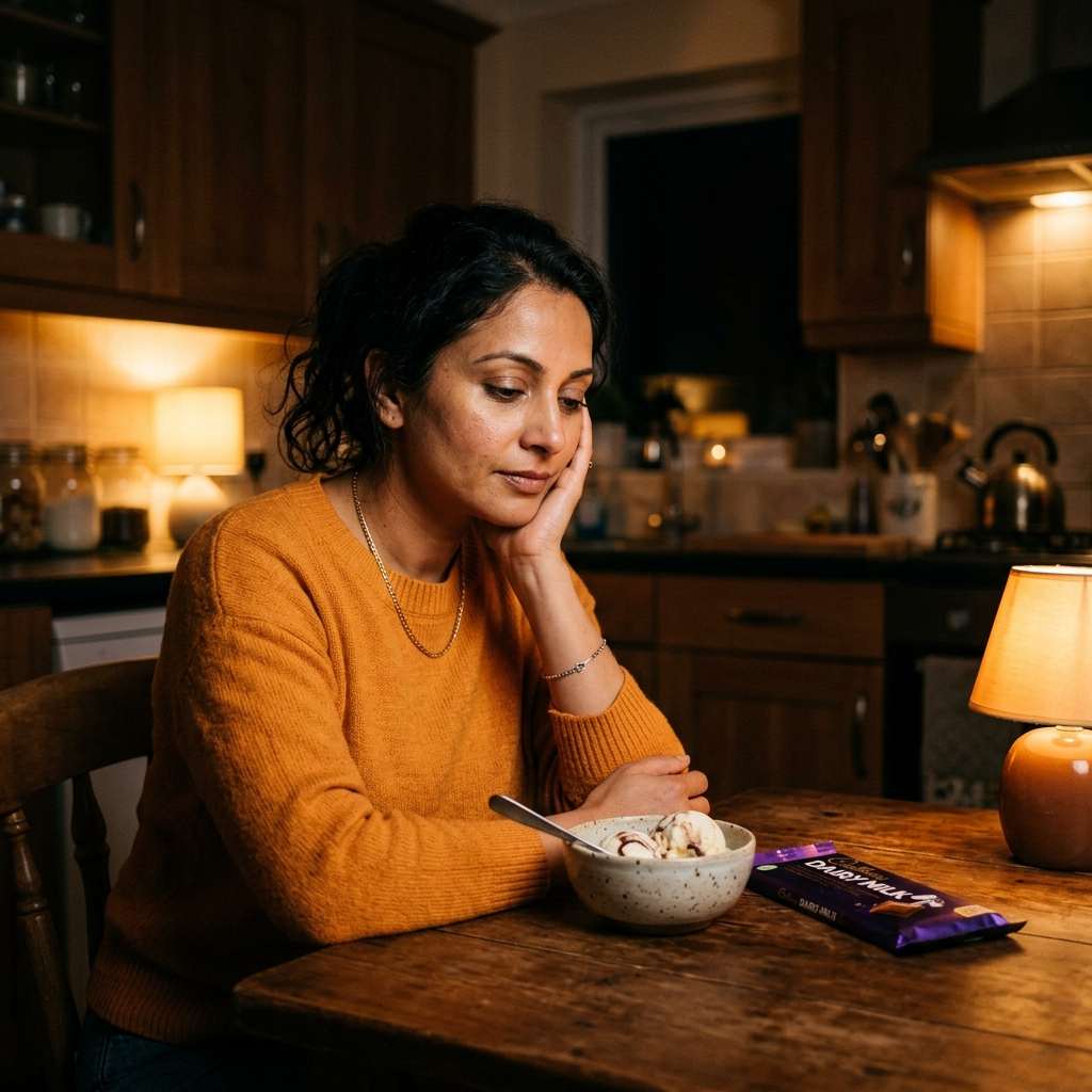 south asian woman at the table with sweets