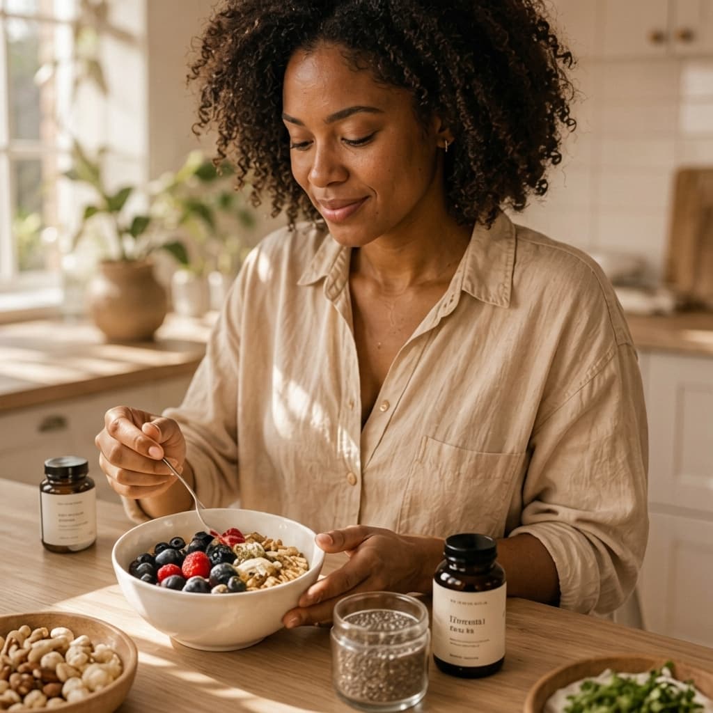 black woman taking AM supplement