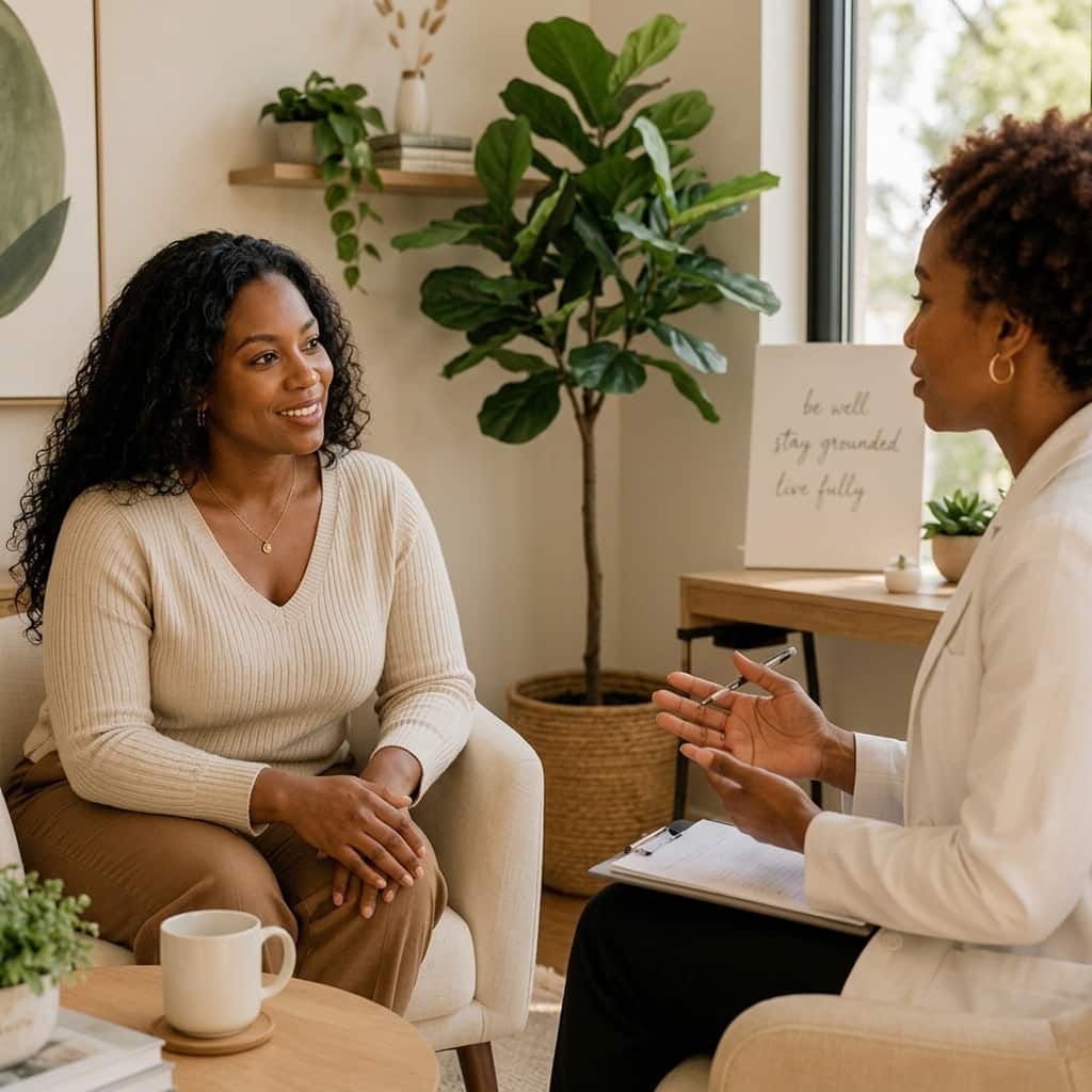 black woman talking to her doctor