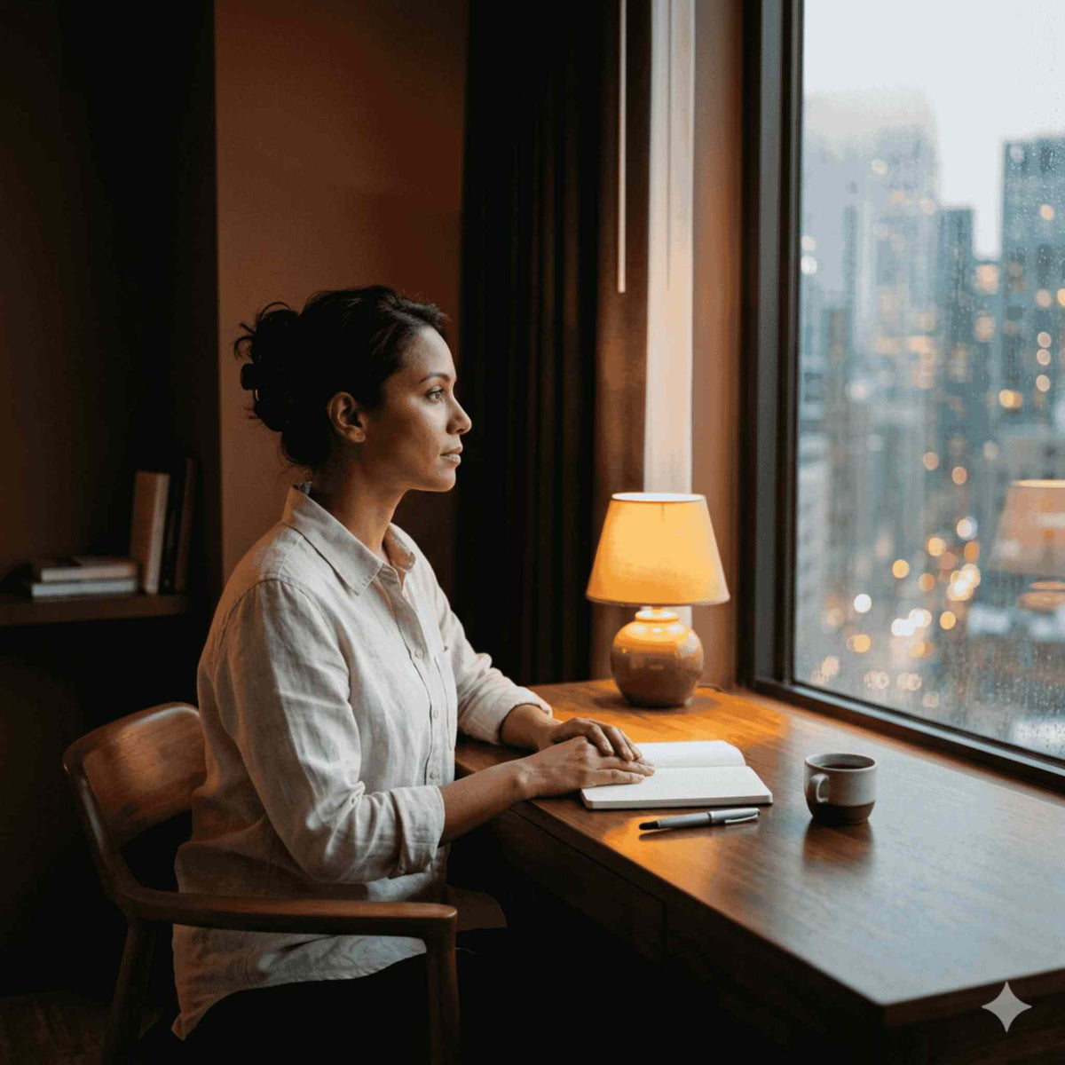 south asian consulting sitting in a hotel