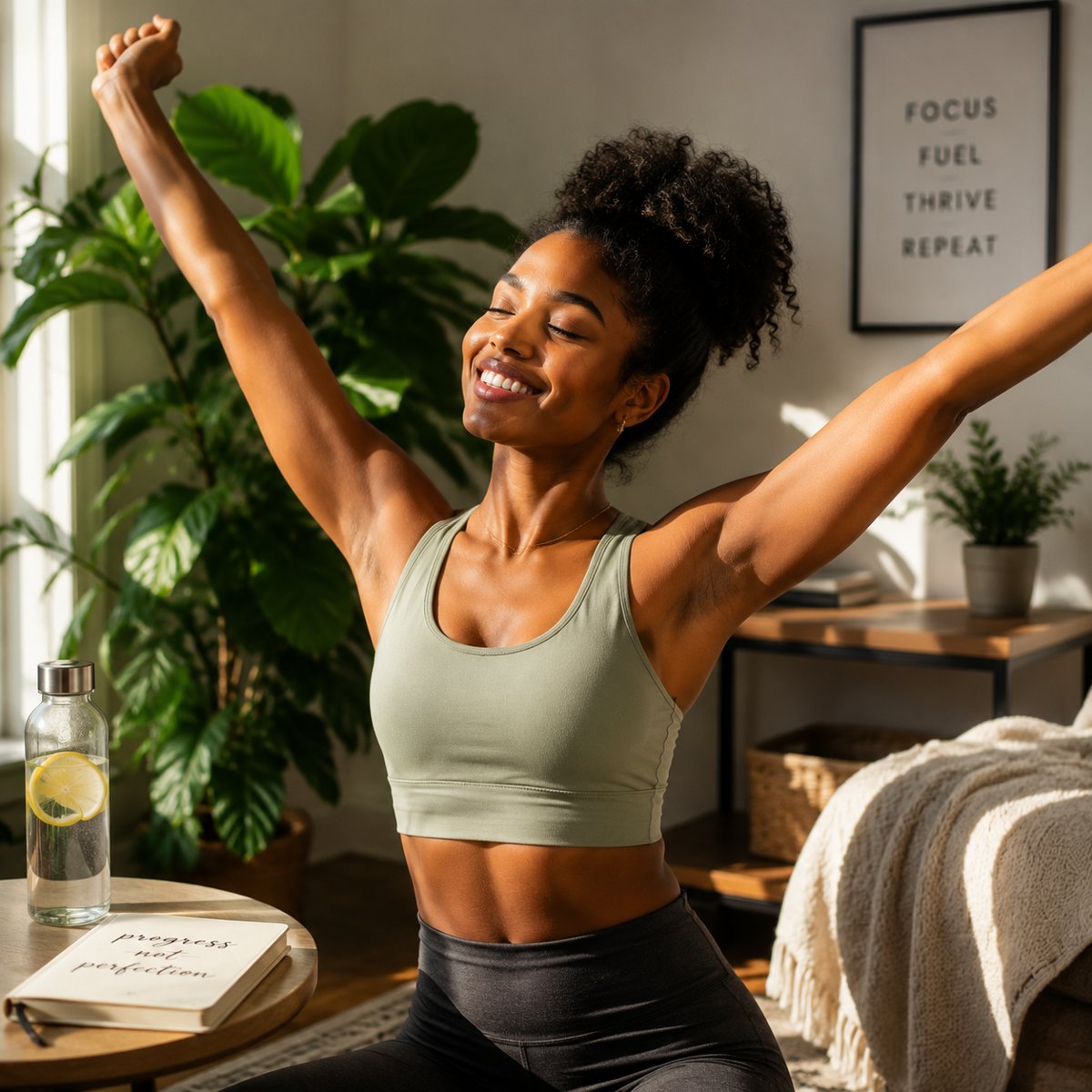 Woman reaching for more coffee — before switching to stimulant-free energy supplements