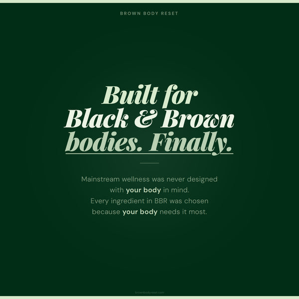 Brown Body Reset Built for Black and Brown bodies wellness supplement brand identity statement